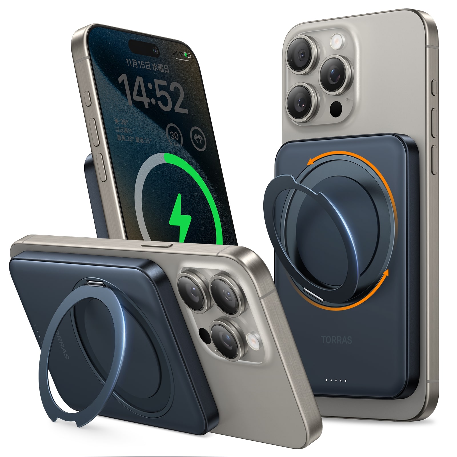 Torras - 5000mAh Ostand MagSafe対応 モバイル バッテリー